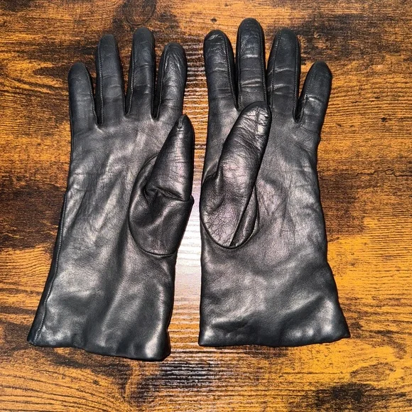 Coach Black Leather Gloves Size 7 - Picture 2 of 3